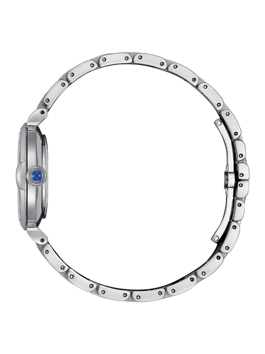 L MAY BELLS Women Eco-Drive Light Powered Movement Analog Display Watch with Stainless Steel Strap - EM1070-83D, Silver