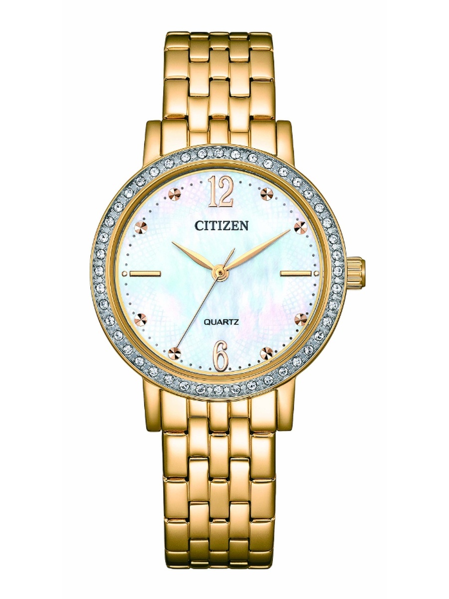 Women Quartz Movement Watch, Analog Display and Stainless Steel Gold Plating Strap - EL3103-57D, Gold