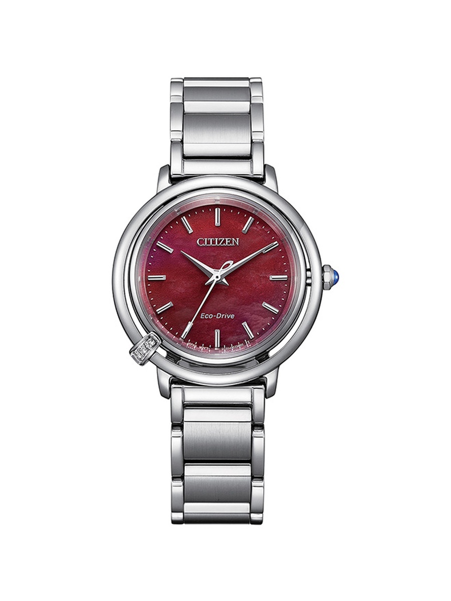 L Women Eco-Drive Light Powered Movement Watch, Analog Display and Stainless Steel Strap - EM1090-78X, Silver
