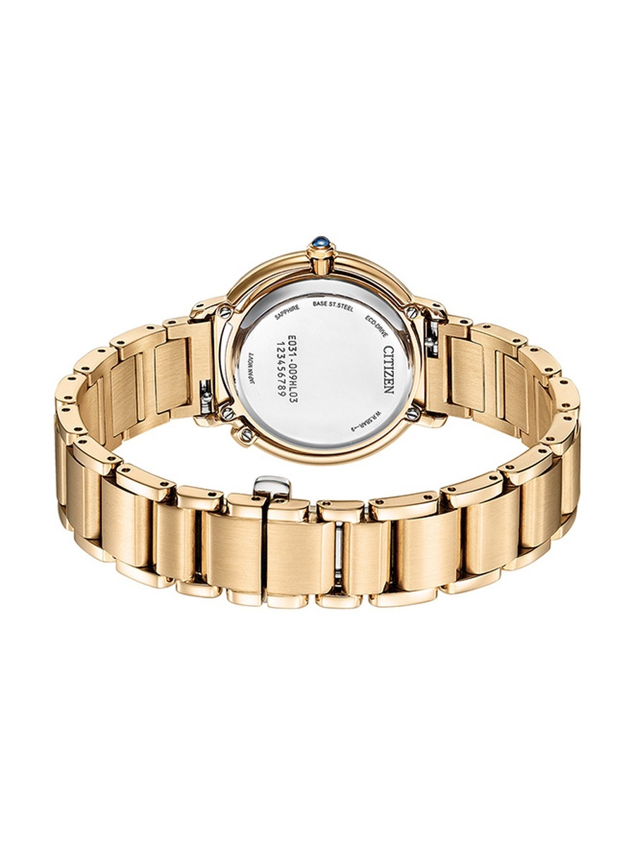 L Women Eco-Drive Light Powered Movement Watch, Analog Display and Stainless Steel Strap - EM1093-61D, Rose Gold