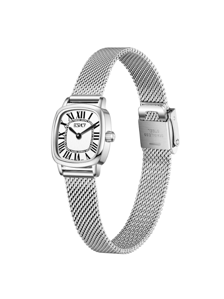 Women VJ20 Movement Watch, Analog Display and Stainless Steel Strap - E25502-SMSW, Silver