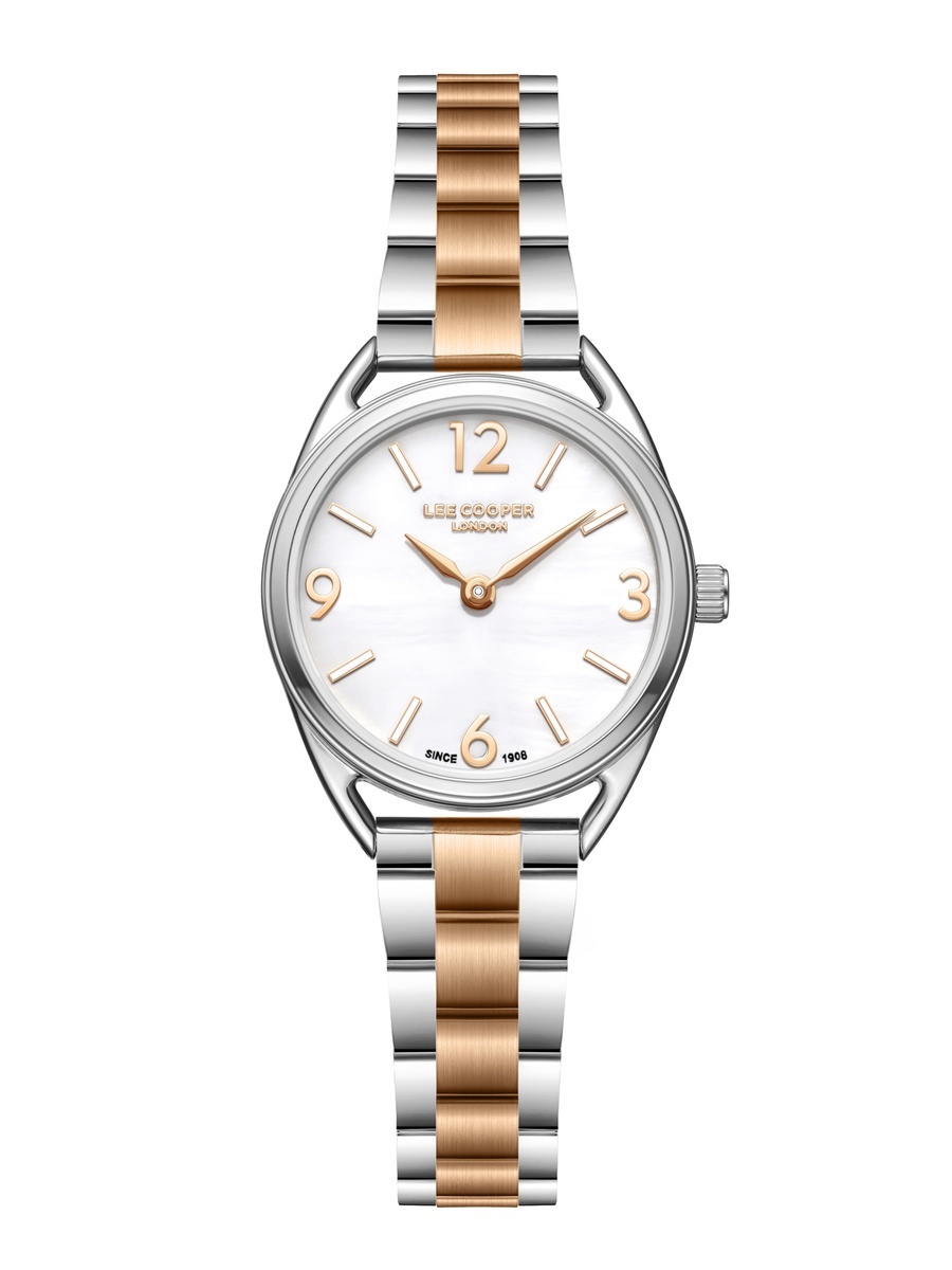 Women VJ20C1 Movement Watch, Analog Display and Metal Strap - LC08265.520, Silver/Rose Gold