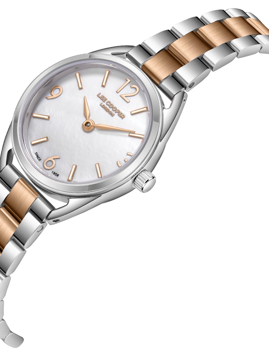 Women VJ20C1 Movement Watch, Analog Display and Metal Strap - LC08265.520, Silver/Rose Gold