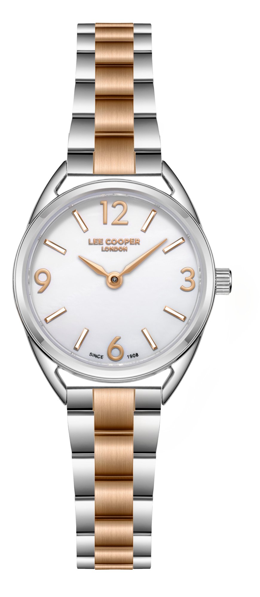 Women VJ20C1 Movement Watch, Analog Display and Metal Strap - LC08265.520, Silver/Rose Gold