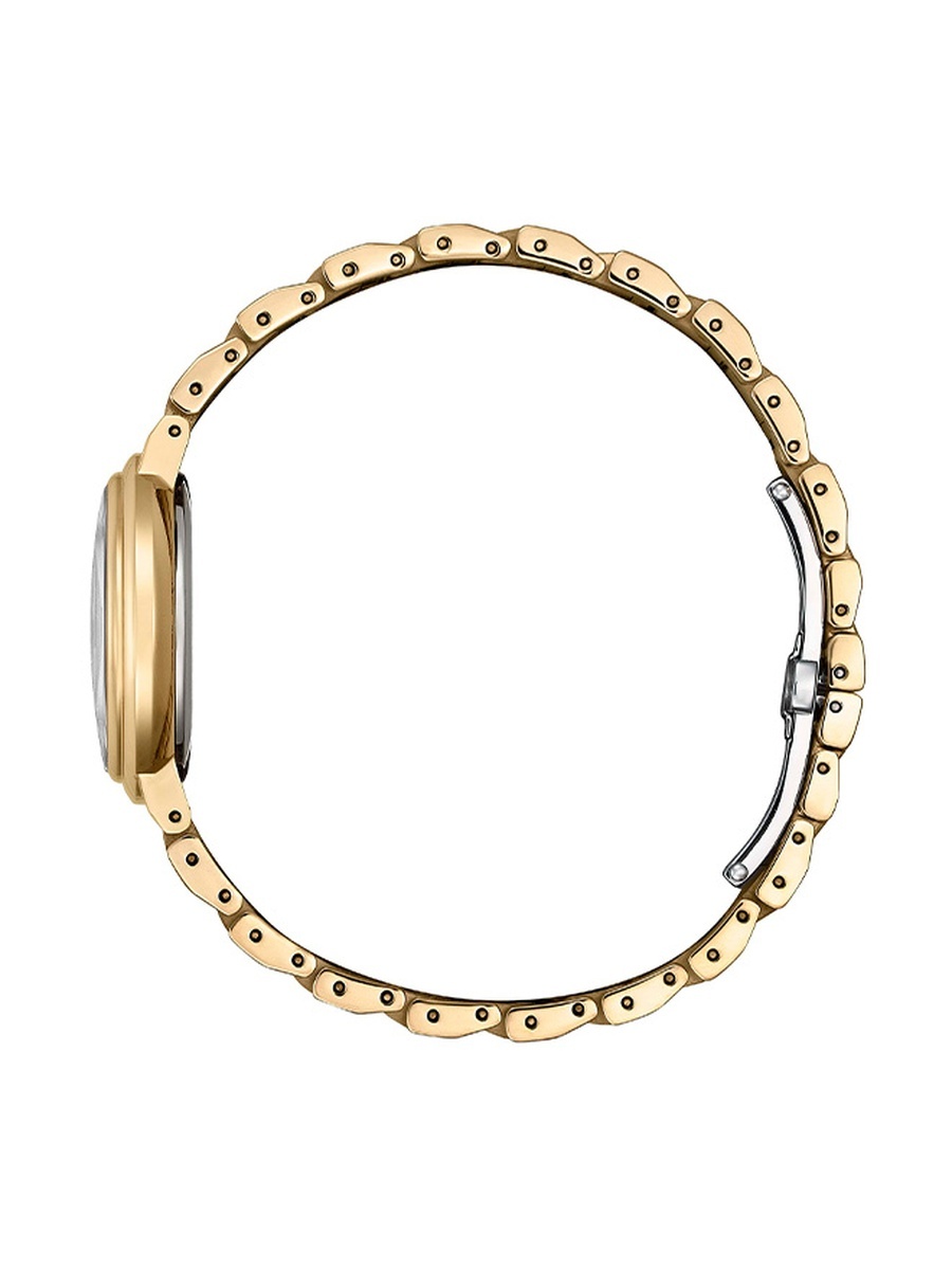 L Women Eco-Drive Light Powered Movement Watch, Analog Display with Stainless Steel Gold Plating Strap - EM0919-85Y, Gold
