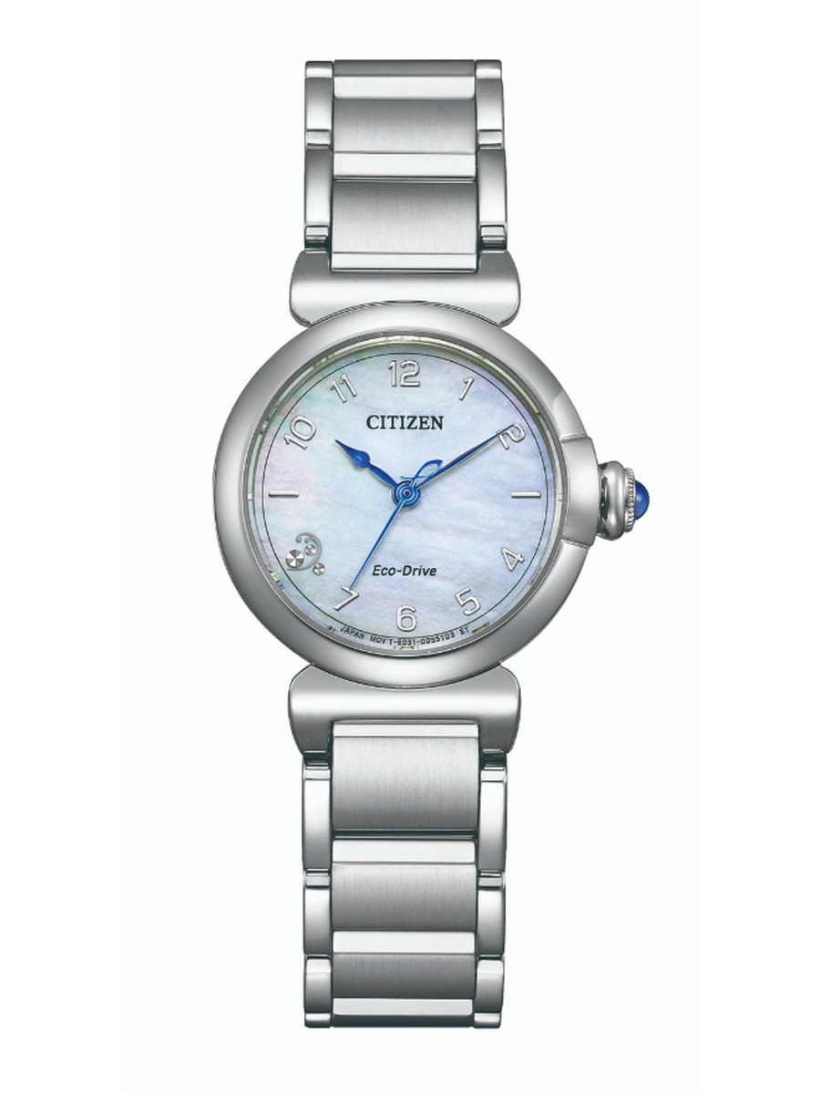 L May Bells Mini Women Eco-Drive Light Powered Movement Analog Display Watch with Stainless Steel Strap - EM1130-83D, Silver