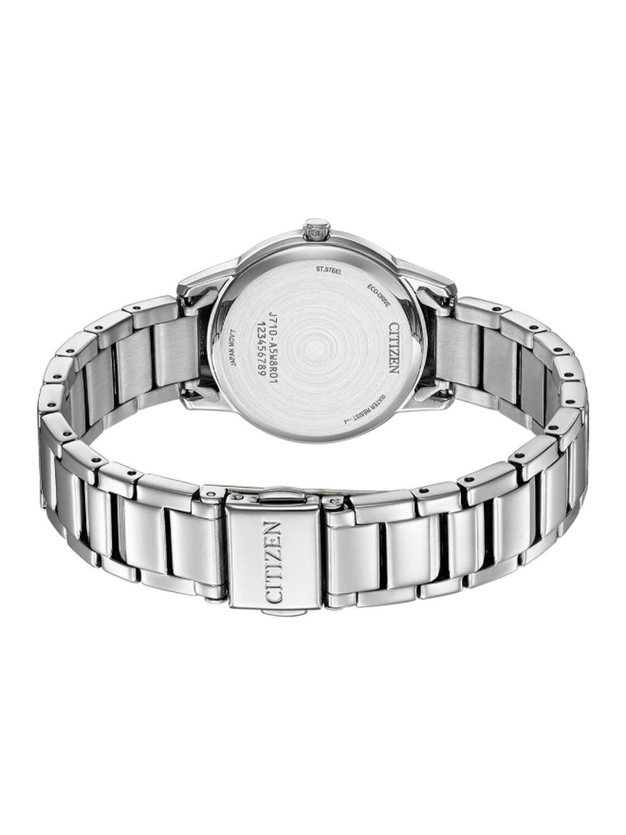 Women Eco-Drive Light Powered Movement Analog Display Watch with Stainless Steel Strap - FE1241-71X, Silver