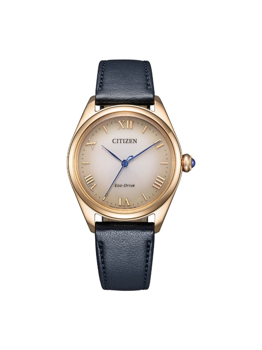 Women Eco-Drive Light Powered Movement Analog Watch with Calf Leather Strap - EM1143-14Z, Blue
