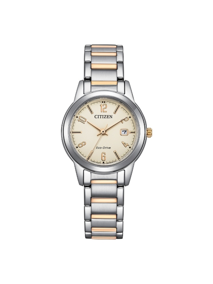 Women Eco-Drive Light Powered Movement Watch with Analog Display and Stainless Steel Strap - FE1244-72A, Two Tone