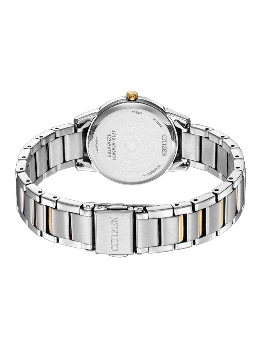 Women Eco-Drive Light Powered Movement Watch with Analog Display and Stainless Steel Strap - FE1244-72A, Two Tone