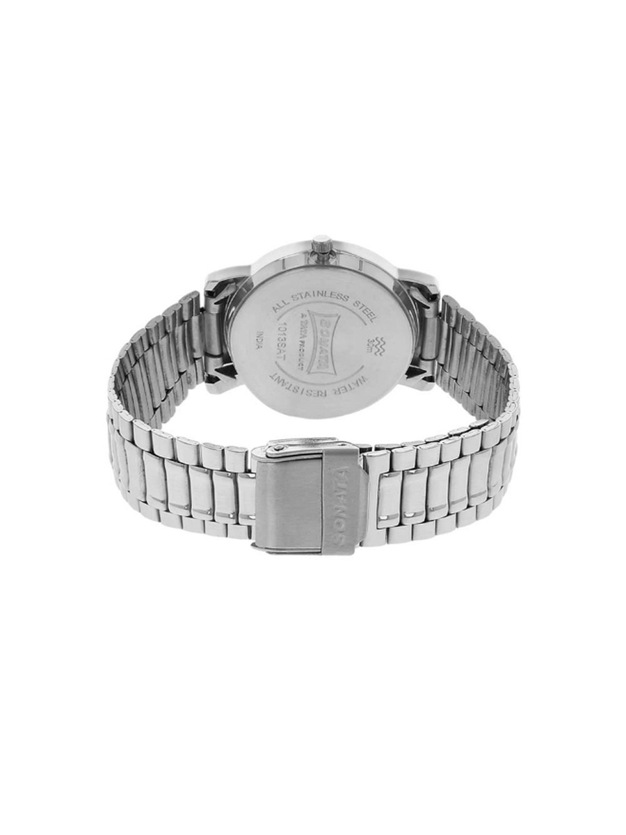 Sonata Men Analog Display Quartz Movement Watch with Stainless Steel Strap - 1013SM06, Silver