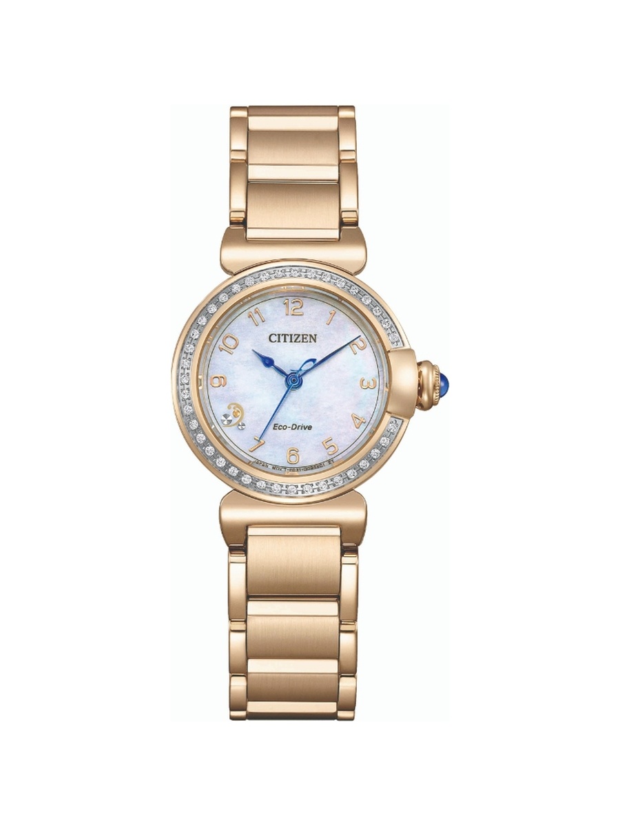 May Bells Mini Women Eco-Drive Light Powered Movement Watch with Analog Display and Rose Gold Plating Strap - EM1123-89D