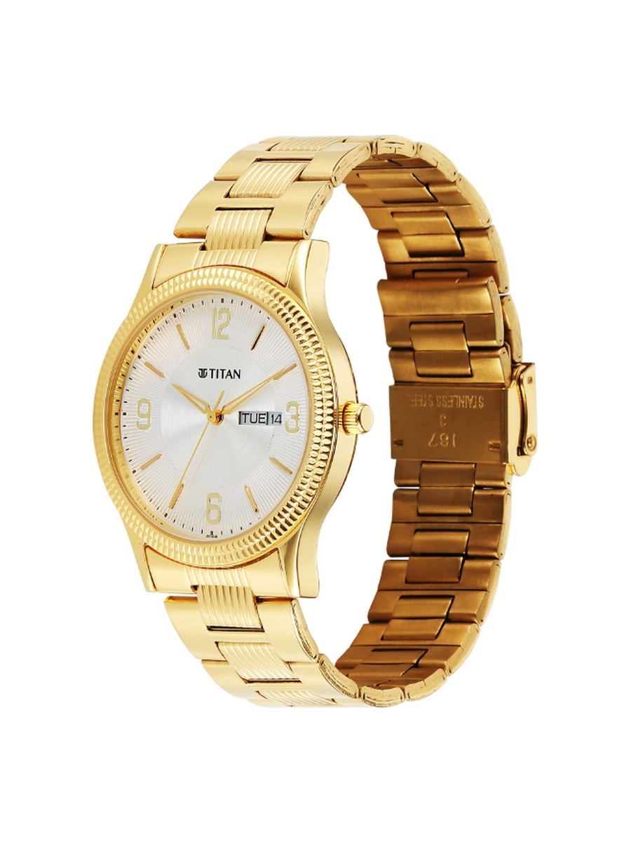 Men Analog Display Quartz Movement Watch with Stainless Steel Strap - 1650YM11, Gold