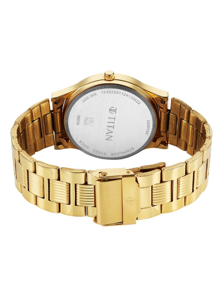 Men Analog Display Quartz Movement Watch with Stainless Steel Strap - 1650YM11, Gold