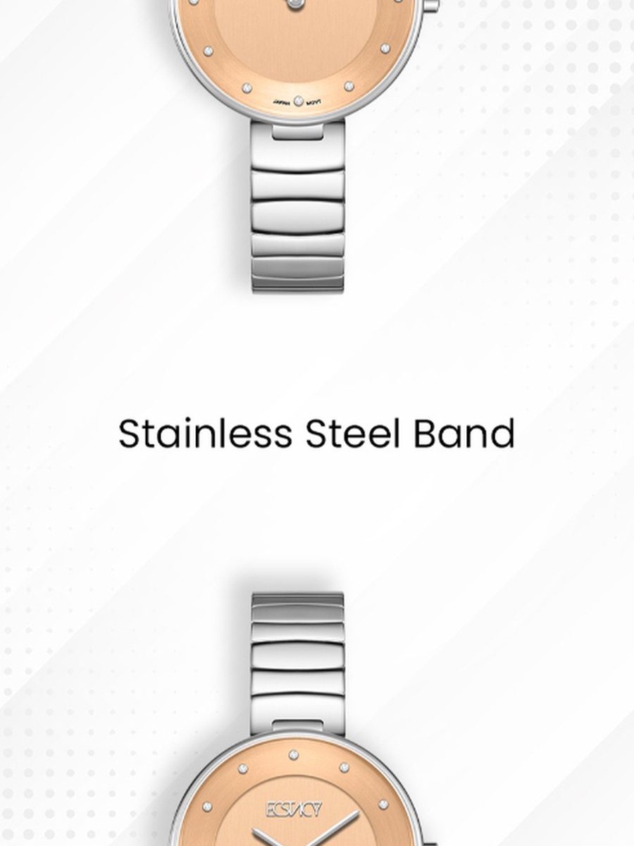 Women 2025 Movement Watch, Analog Display and Stainless Steel Strap - E25504-SBSO, Silver