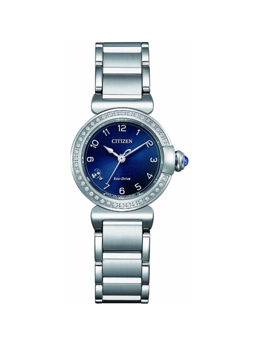 L May Bells Mini Women Eco-Drive Light Powered Movement Analog Display Watch with Stainless Steel Strap - EM1120-87L, Silver