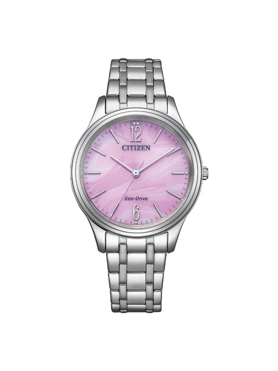 Women Eco-Drive Light Powered Movement Watch with Analog Display and Stainless Steel Strap Strap - EM0411-71X, Silver