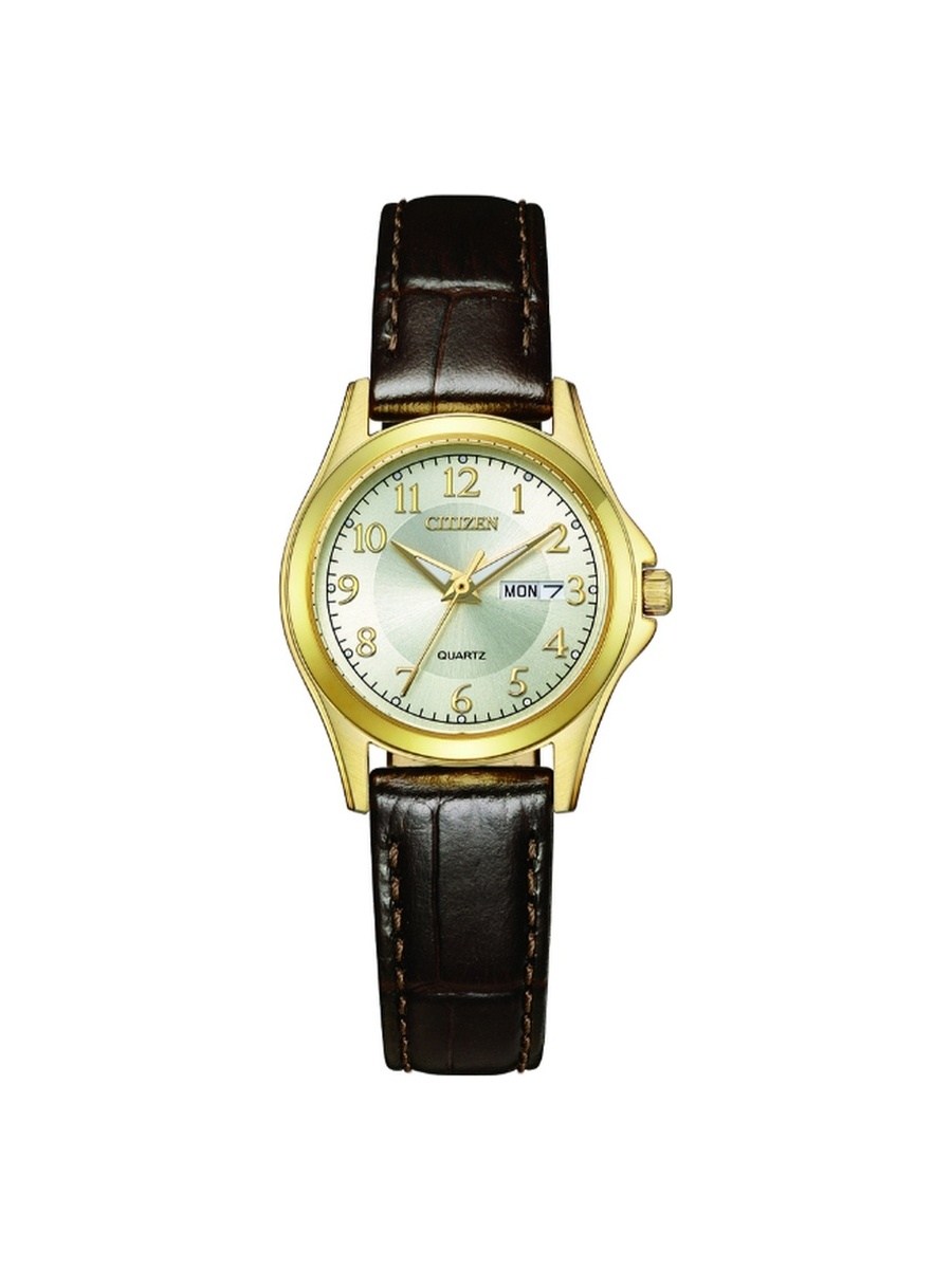 Women Automatic Movement Watch with Automatic Display and Leather Strap - EQ0612-07A, Brown