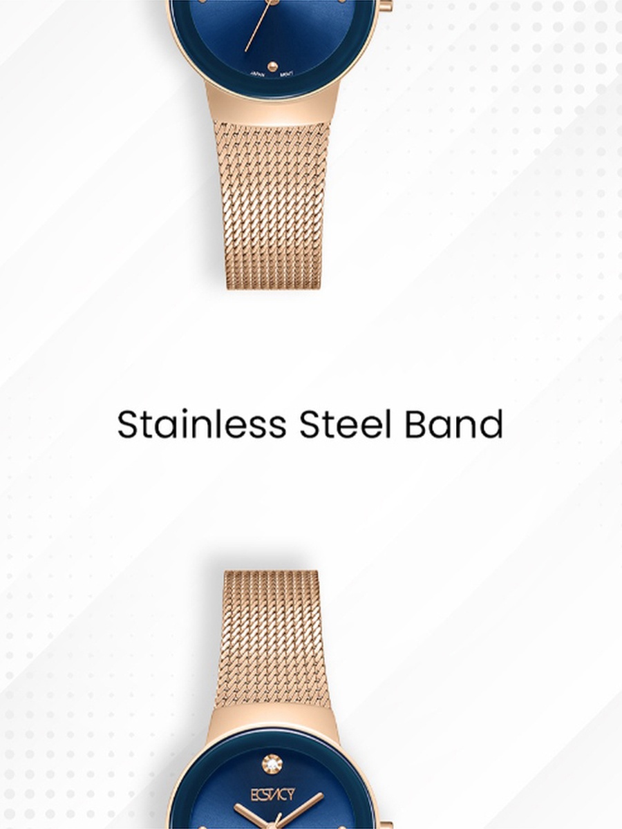Women VJ21 Movement Watch, Analog Display and Stainless Steel Strap - E25505-RMKN, TT/RG