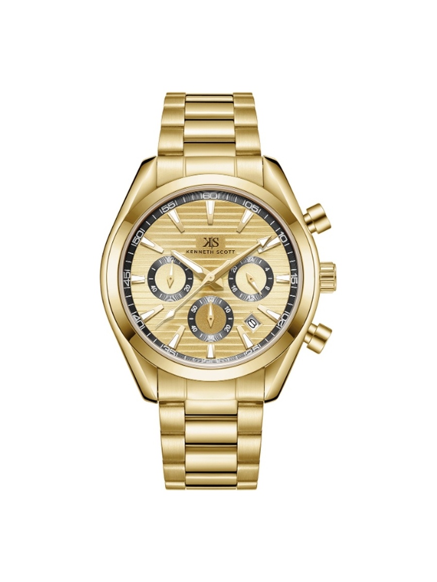 Men LD53 Movement Watch with Chrono Multi Function Display and Stainless Steel Strap - K23150-GBGC, Gold