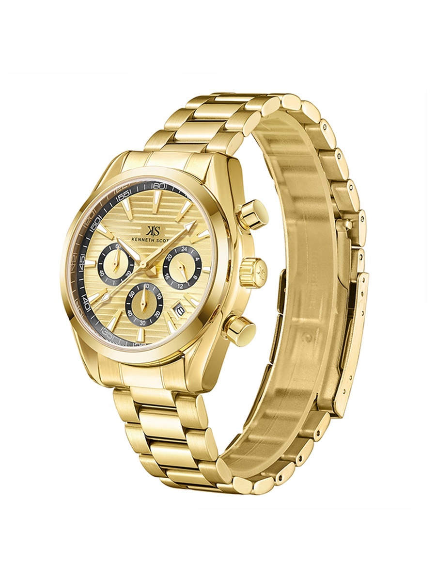 Men LD53 Movement Watch with Chrono Multi Function Display and Stainless Steel Strap - K23150-GBGC, Gold