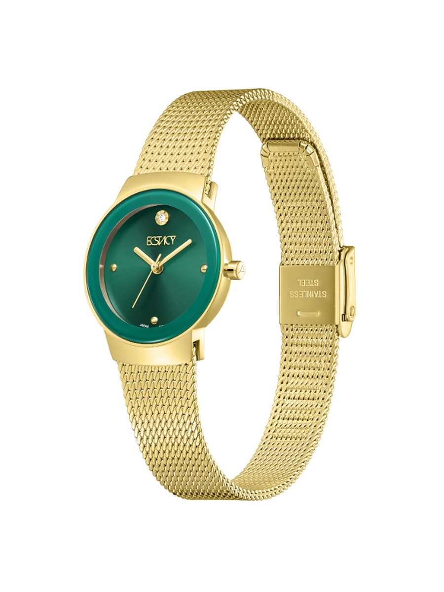 Women VJ21 Movement Watch, Analog Display and Stainless Steel Strap - E25505-GMGG, Gold