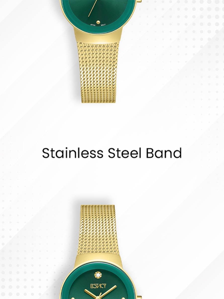 Women VJ21 Movement Watch, Analog Display and Stainless Steel Strap - E25505-GMGG, Gold