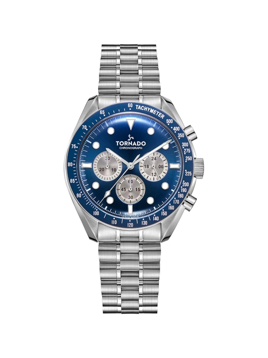 Men Miyota JS20 Movement Watch with Chronograph Display and Stainless Steel Strap - T22103-SBSN, Silver