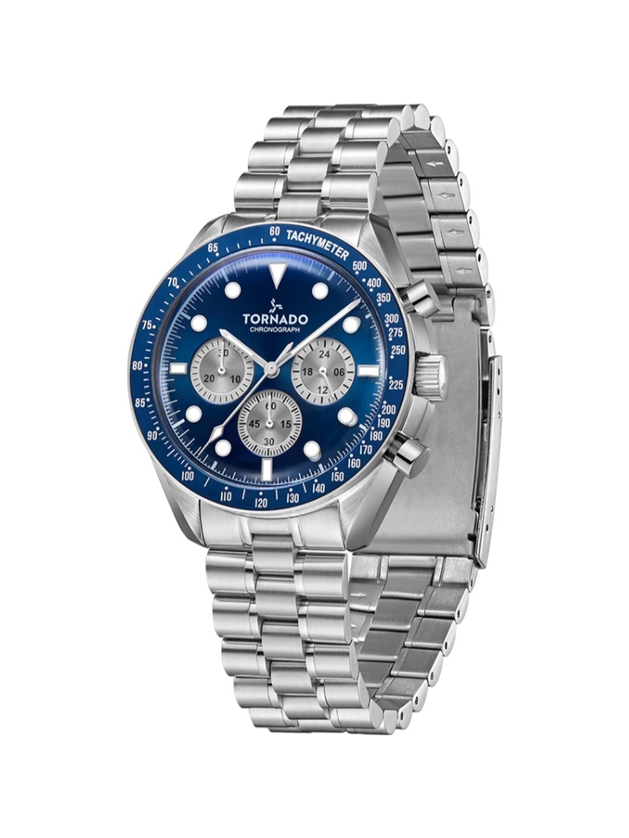 Men Miyota JS20 Movement Watch with Chronograph Display and Stainless Steel Strap - T22103-SBSN, Silver