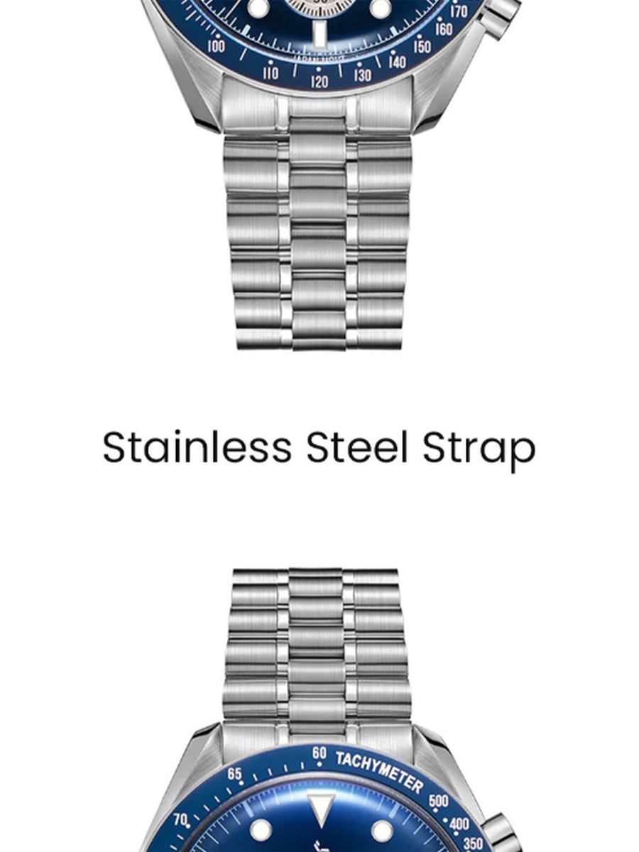 Men Miyota JS20 Movement Watch with Chronograph Display and Stainless Steel Strap - T22103-SBSN, Silver