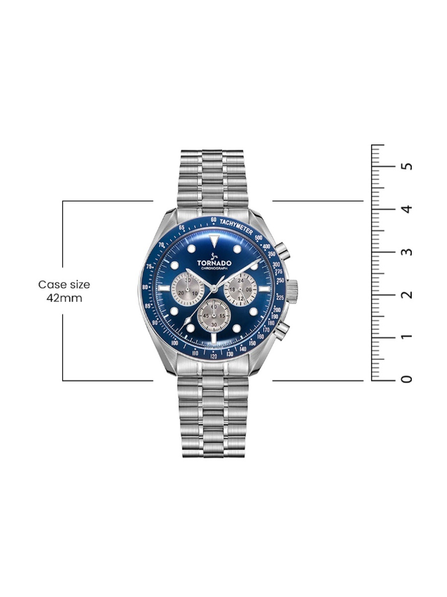 Men Miyota JS20 Movement Watch with Chronograph Display and Stainless Steel Strap - T22103-SBSN, Silver
