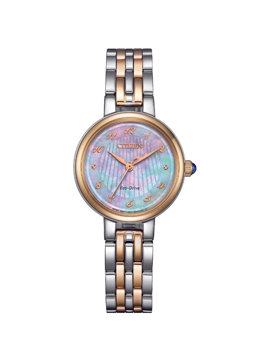 Women Eco-Drive Light Powered Movement Watch with Analog Display and Stainless Steel Strap - EM0996-84Y, Two Tone