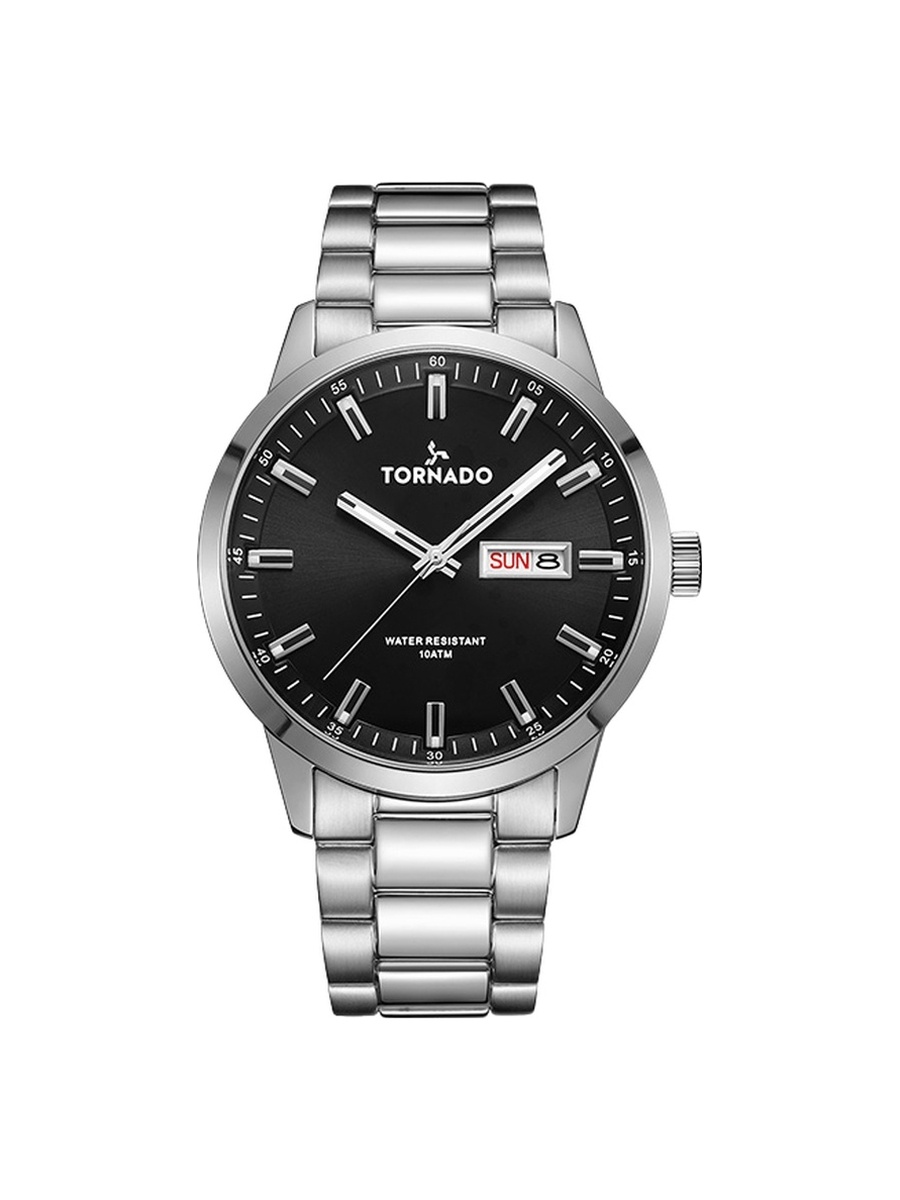 Men Miyota 2305 Movement Watch with Analog Display and Solid Stainless Steel Brushed Strap - T23001-SBSB, Silver
