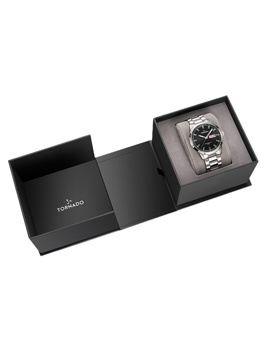 Men Miyota 2305 Movement Watch with Analog Display and Solid Stainless Steel Brushed Strap - T23001-SBSB, Silver