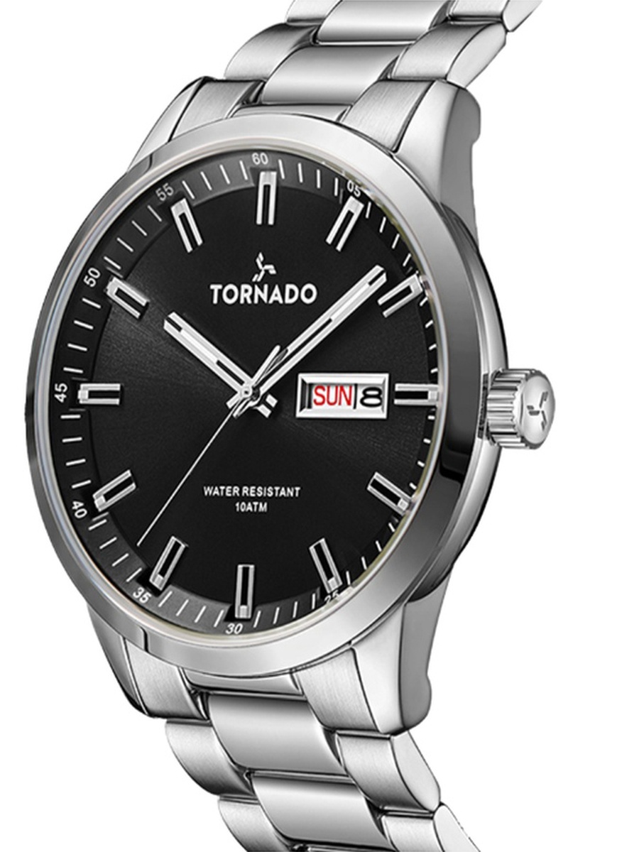 Men Miyota 2305 Movement Watch with Analog Display and Solid Stainless Steel Brushed Strap - T23001-SBSB, Silver
