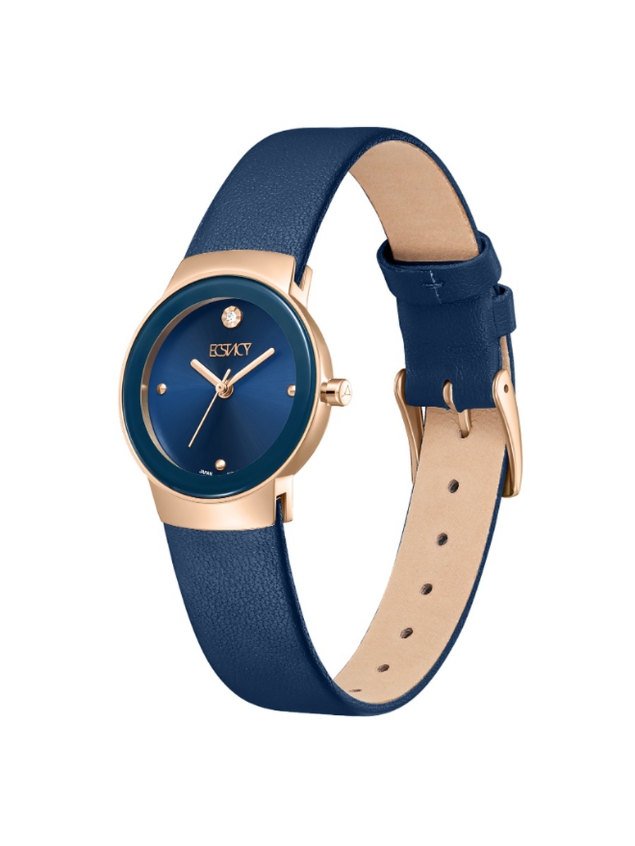 Women VJ21 Analog Display Movement Watch with Genuine Leather Strap - E25505-RLNN, Blue