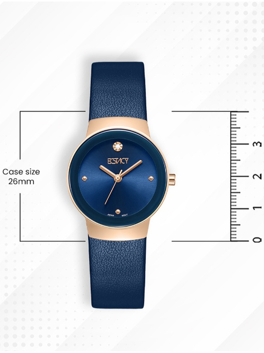 Women VJ21 Analog Display Movement Watch with Genuine Leather Strap - E25505-RLNN, Blue