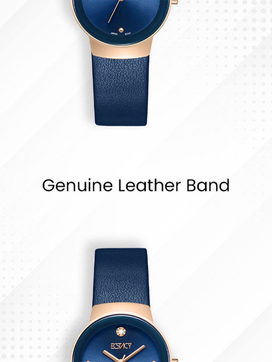 Women VJ21 Analog Display Movement Watch with Genuine Leather Strap - E25505-RLNN, Blue