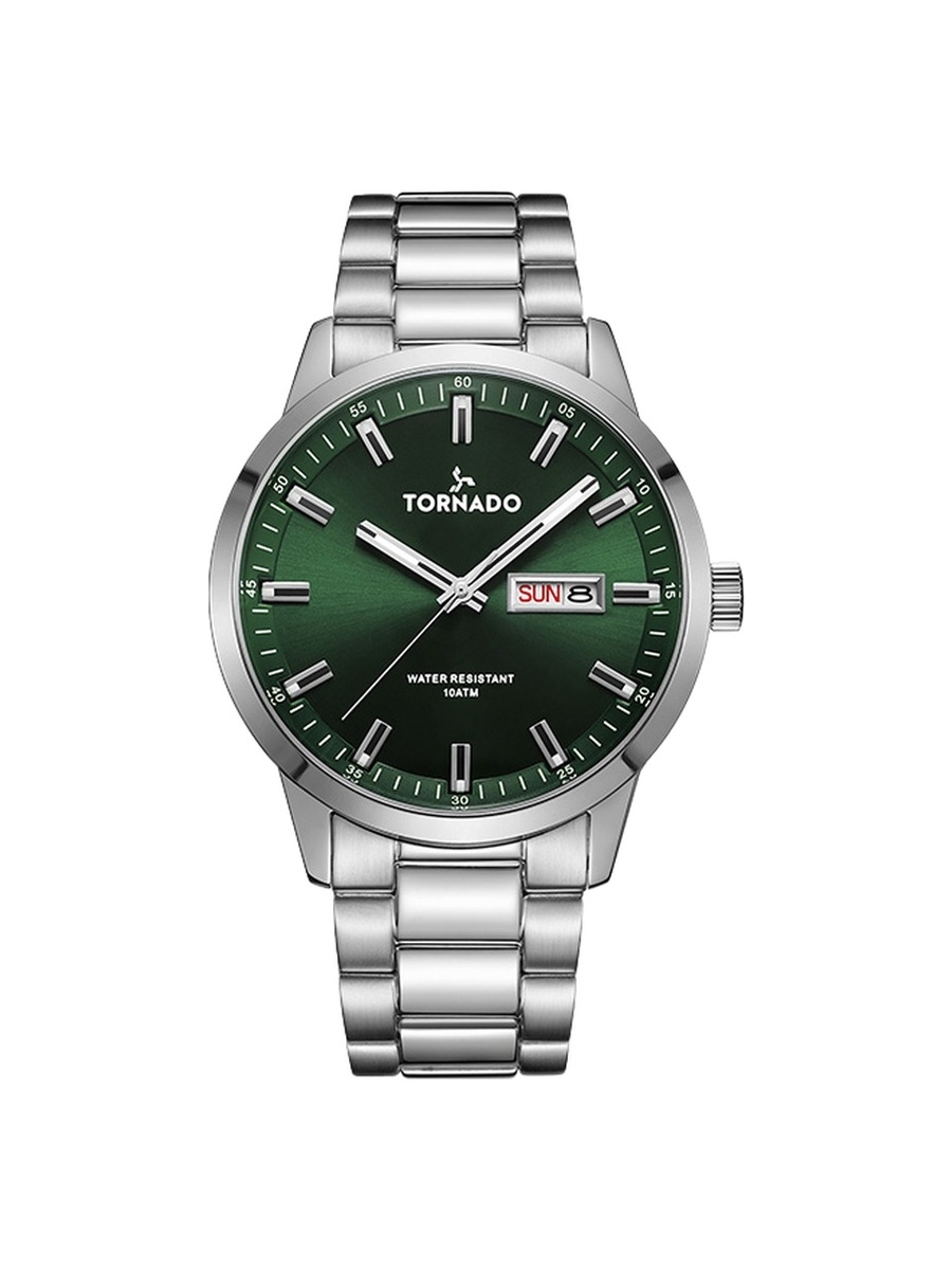 Men Miyota 2305 Movement Watch with Analog Display and Solid Stainless Steel Brushed Strap - T23001-SBSG, Silver