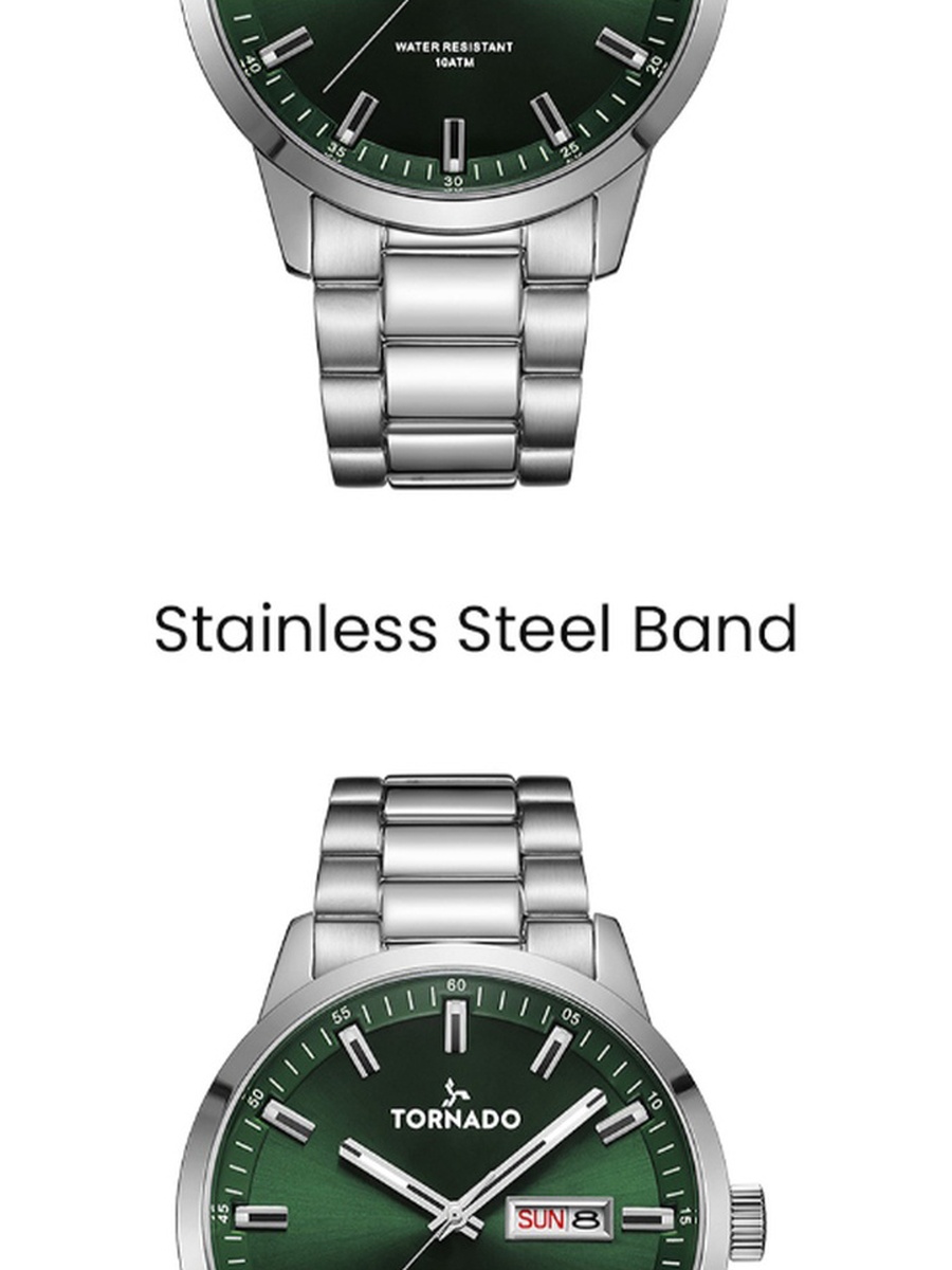 Men Miyota 2305 Movement Watch with Analog Display and Solid Stainless Steel Brushed Strap - T23001-SBSG, Silver
