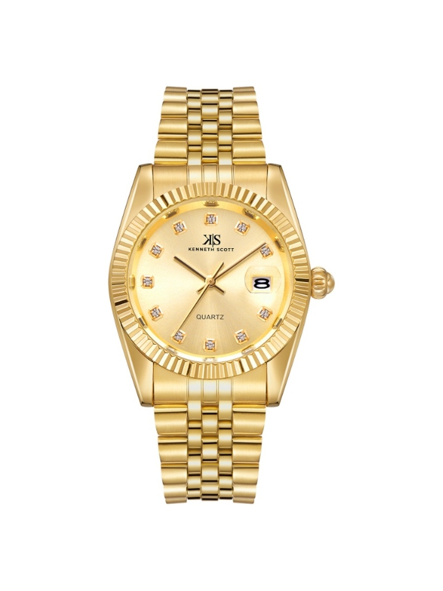 Men Quartz Movement Watch with Analog Display and Stainless Steel Strap - K22036-GBGC, Gold