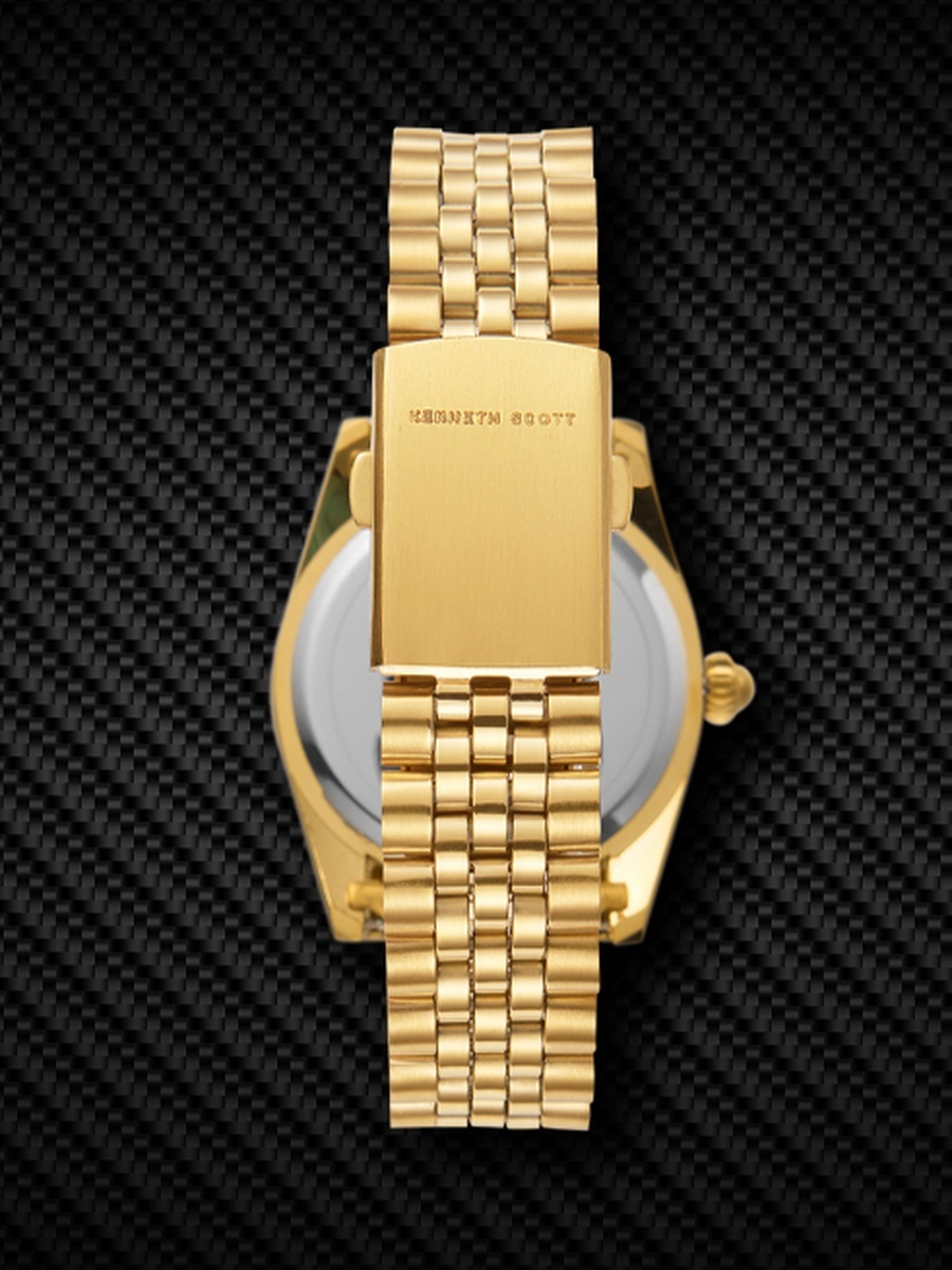 Men Quartz Movement Watch with Analog Display and Stainless Steel Strap - K22036-GBGC, Gold