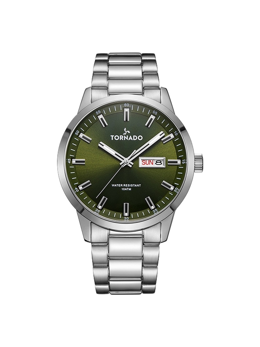 Men Miyota 2305 Movement Watch with Analog Display and Solid Stainless Steel Brushed Strap - T23001-SBSH, Silver