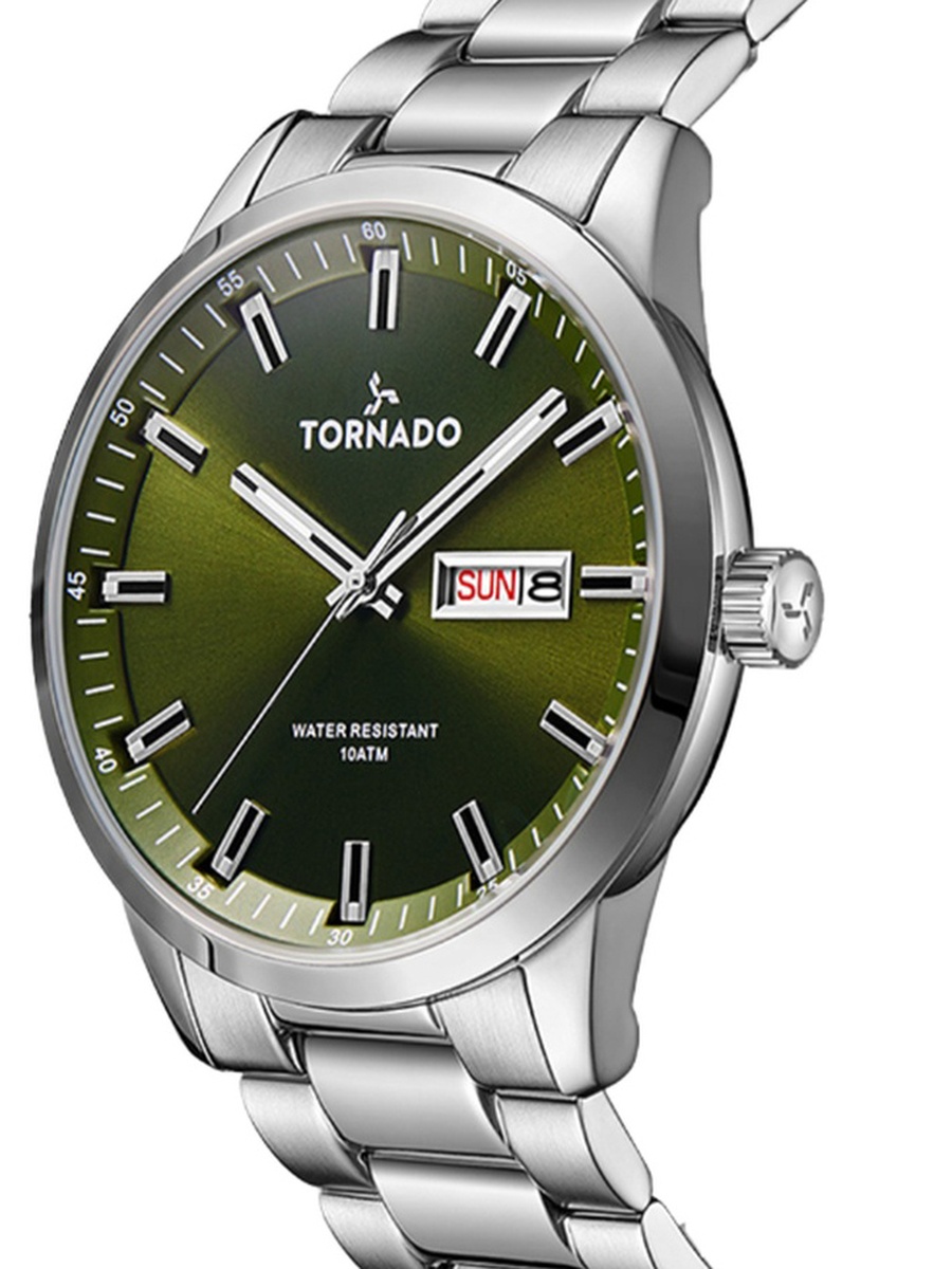 Men Miyota 2305 Movement Watch with Analog Display and Solid Stainless Steel Brushed Strap - T23001-SBSH, Silver