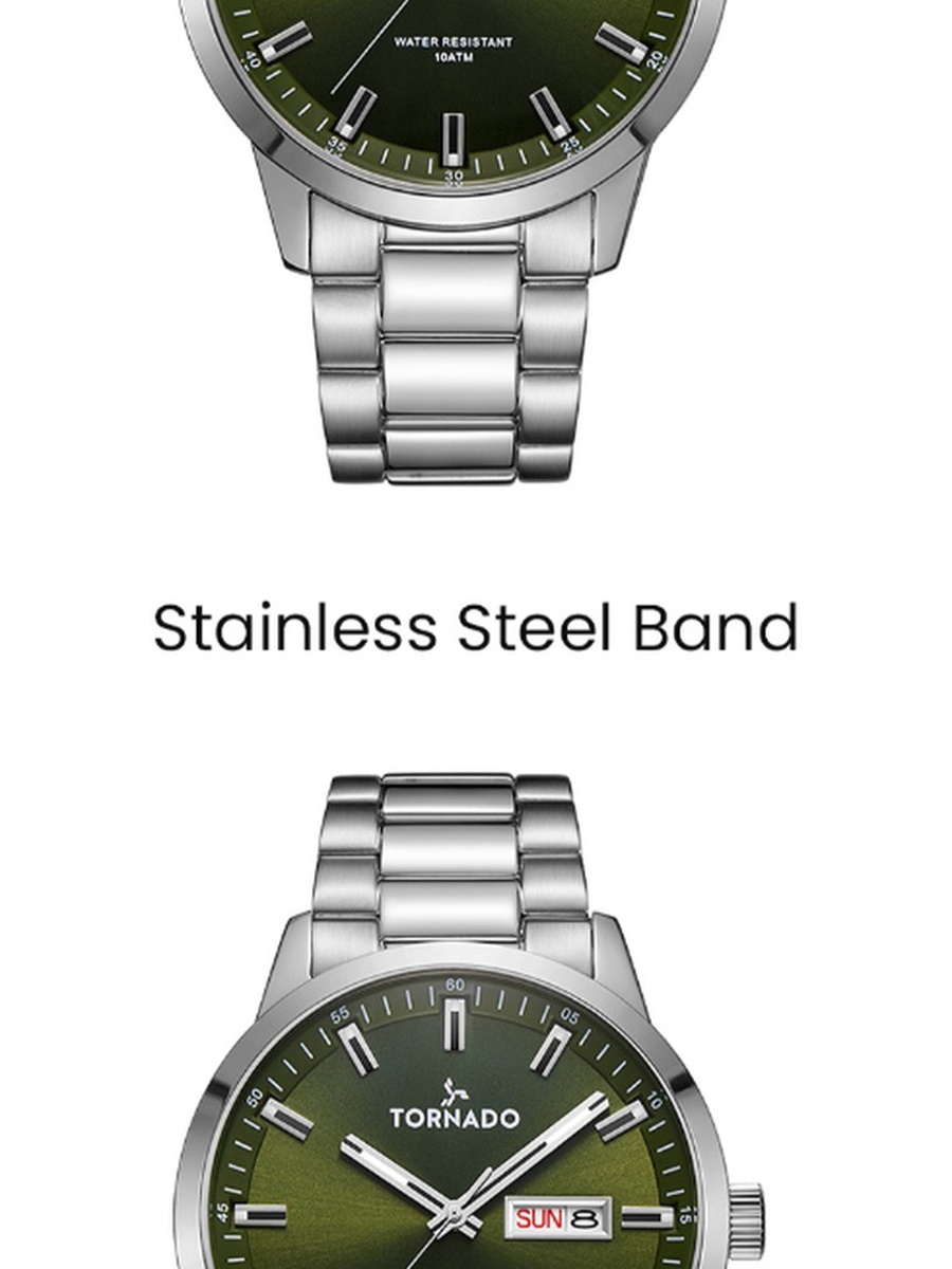 Men Miyota 2305 Movement Watch with Analog Display and Solid Stainless Steel Brushed Strap - T23001-SBSH, Silver