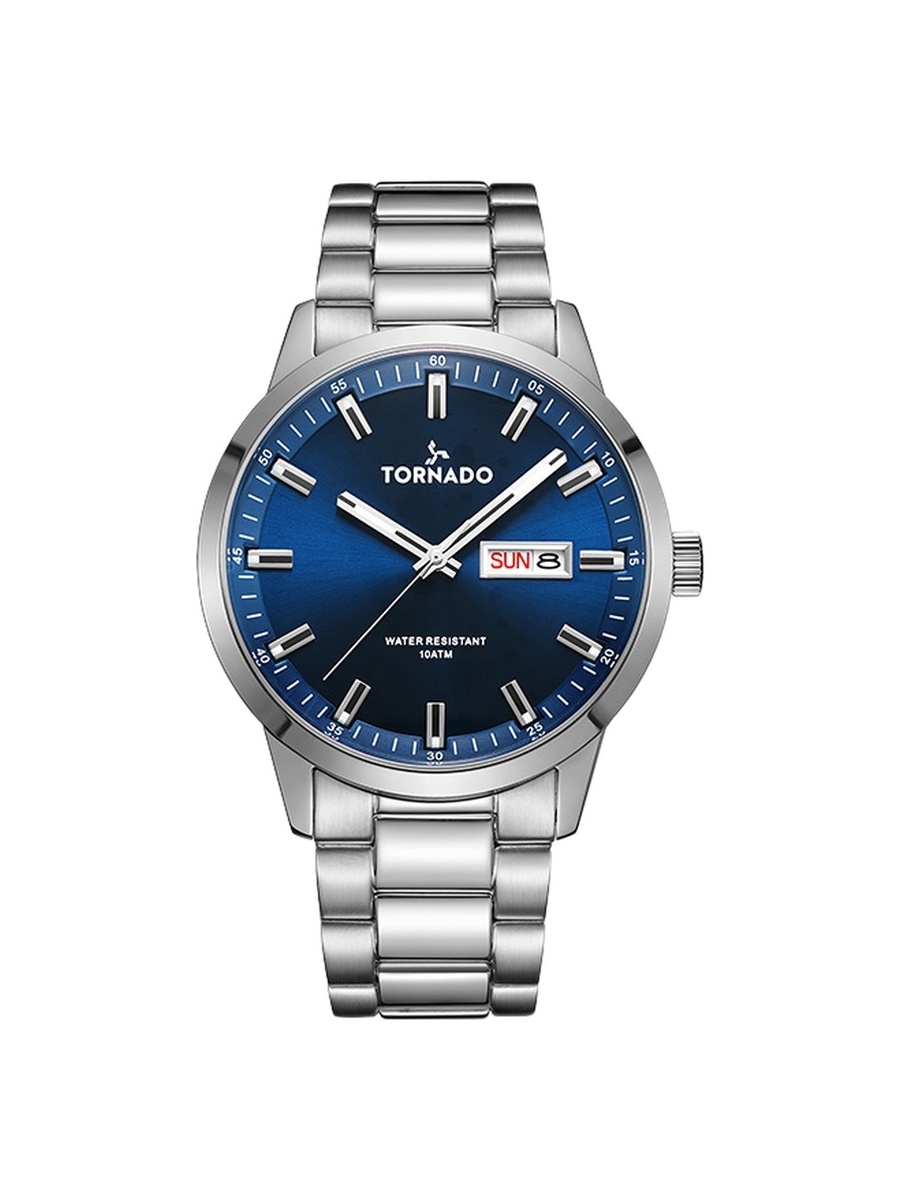 Men Miyota 2305 Movement Watch with Analog Display and Solid Stainless Steel Brushed Strap - T23001-SBSN, Silver