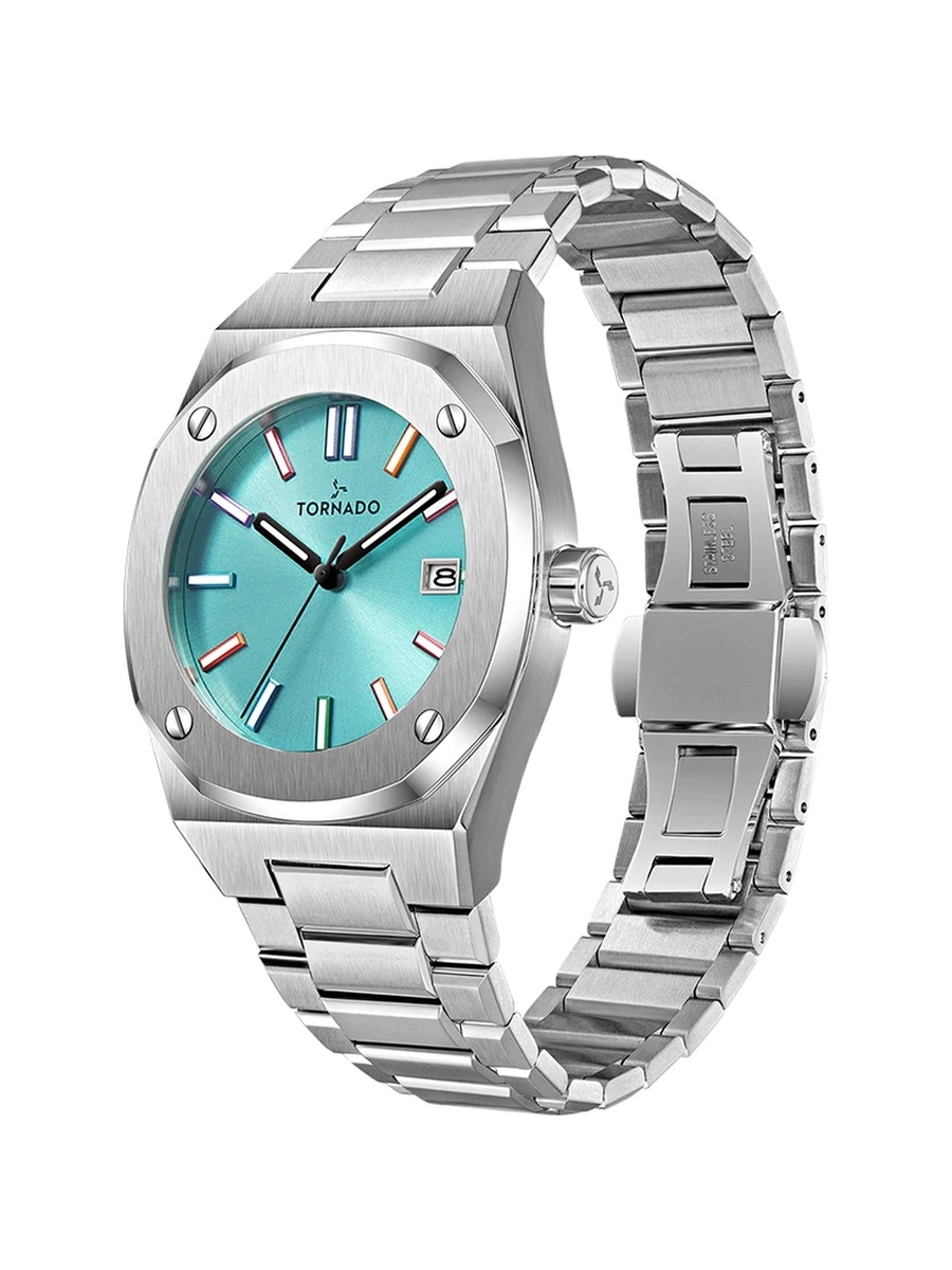 AURORA TWILIGHT Men Miyota 2315 Movement Watch with Analog Display and Brushed Finish Strap - T23003-SBSL, Silver