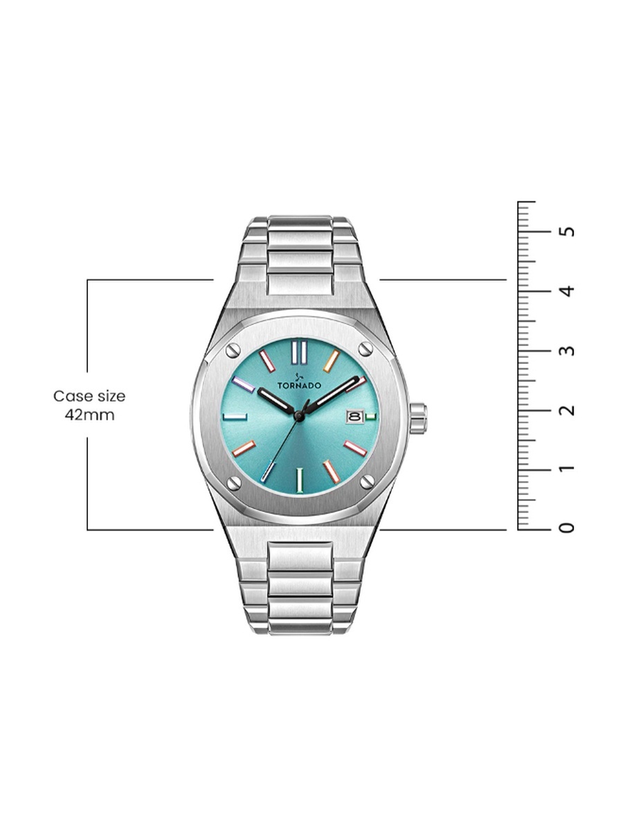 AURORA TWILIGHT Men Miyota 2315 Movement Watch with Analog Display and Brushed Finish Strap - T23003-SBSL, Silver