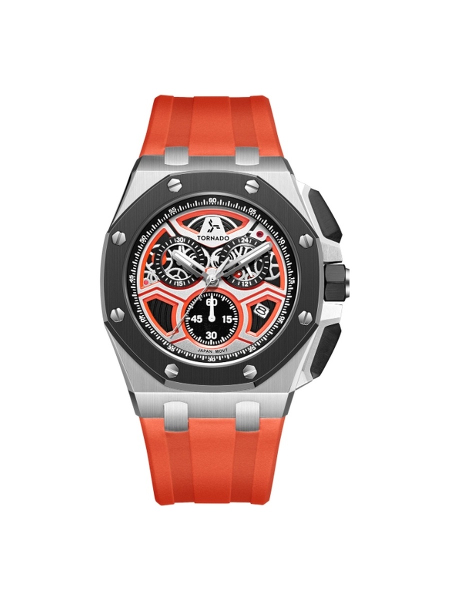 LUMINA CHRONOSPHERE Men Miyota JS05 Movement Watch with Chronograph Display and High Quality Flexible Silicone Strap - T25103-SSRRB, Red
