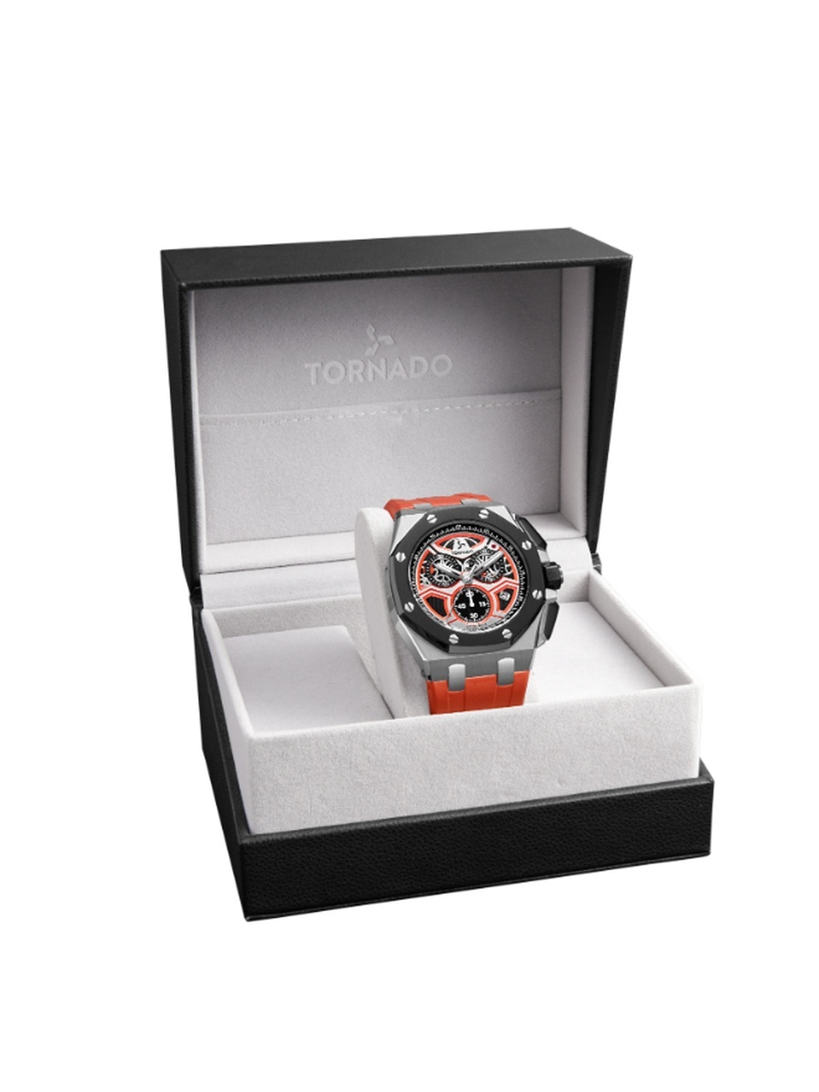 LUMINA CHRONOSPHERE Men Miyota JS05 Movement Watch with Chronograph Display and High Quality Flexible Silicone Strap - T25103-SSRRB, Red